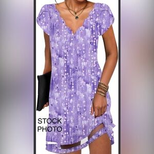 Kipfall casual boho woman’s Purple Patterned summer Dress, Size M, NWT